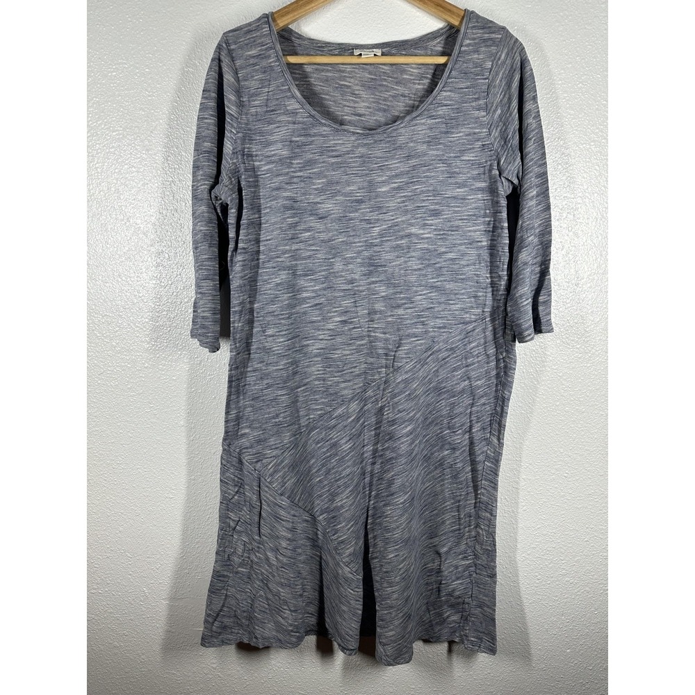 J Jill Dress Womens Medium Gray Striped 3/4 Sleeve Jersey Swing Tunic Casual